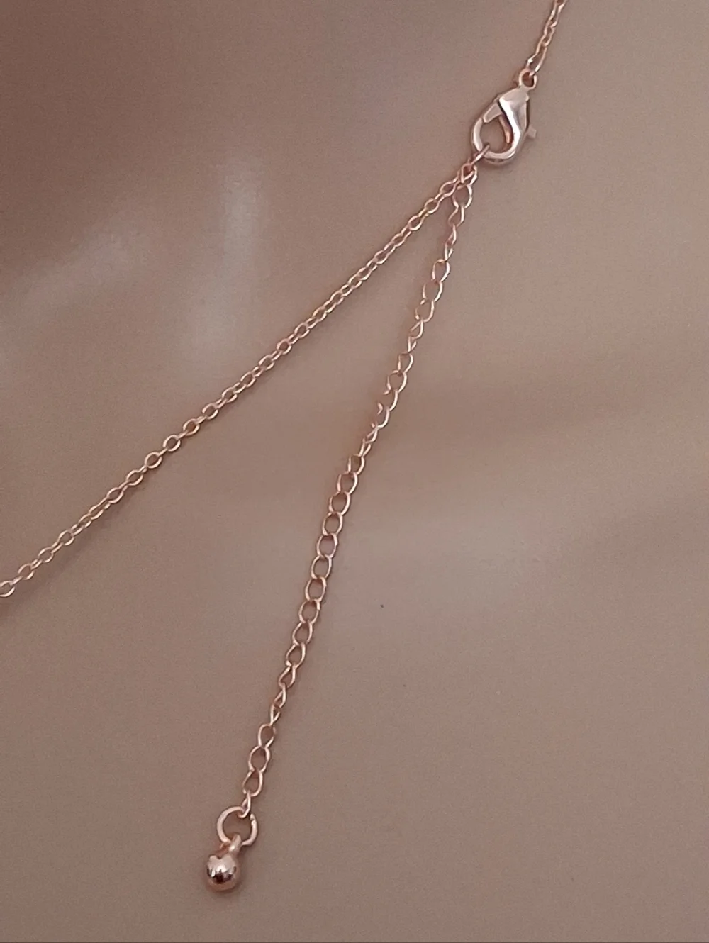 Pink Beaded Champagne Glass Pendant Necklace On A Rose Gold Chain.